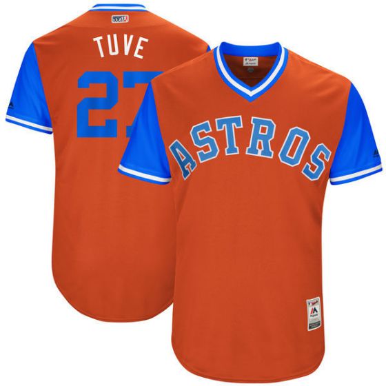Men Houston Astros #27 Tuve Orange New Rush Limited MLB Jerseys